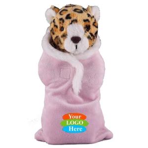 Soft Plush Leopard in Baby Sleep Bag Stuffed Animal 8"