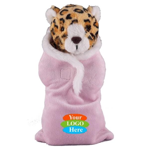 Soft Plush Leopard in Baby Sleep Bag Stuffed Animal 12"