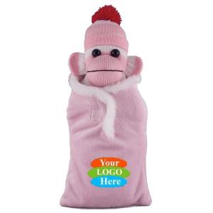 Pink Sock Monkey (Plush) in Baby Sleep Bag Stuffed Animal 16"
