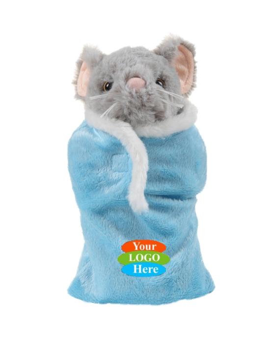 Soft Plush Mouse in Sleeping Bag 12"