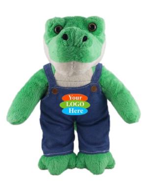 Soft Plush Stuffed Alligator in Denim Overall 12"