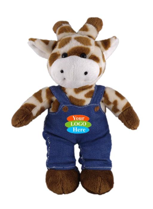 Soft Plush Stuffed Giraffe in Denim Overall 12"
