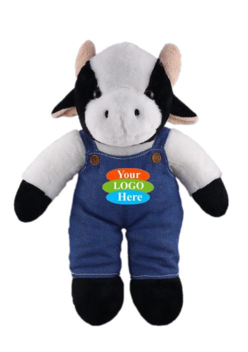 Soft Plush Stuffed Cow in Denim Overall 8"