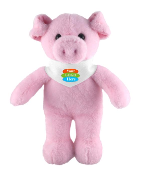 Soft Plush Stuffed Pig With Bandana 12"