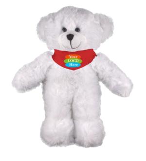 Soft Plush Stuffed White Bear With Bandana 8"