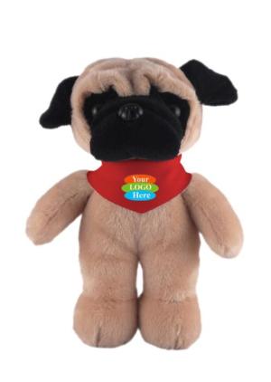 Soft Plush Stuffed Pug With Bandana 8"
