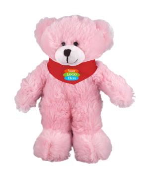 Soft Plush Stuffed Pink Bear With Bandana 8"