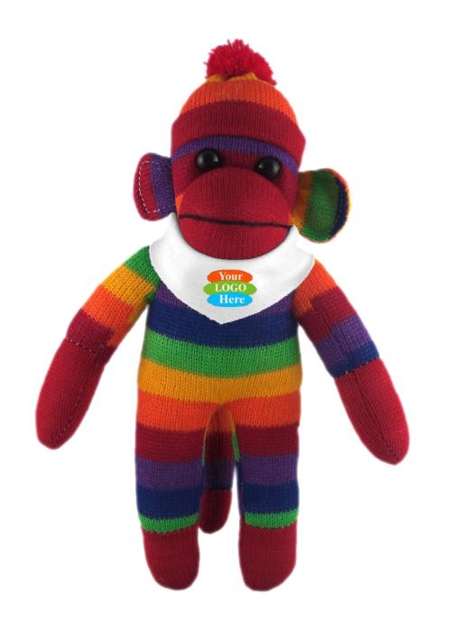Rainbow Sock Monkey (Plush) With Bandana 12"