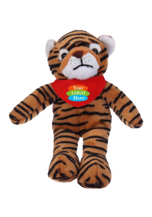 Soft Plush Stuffed Tiger With Bandana 8"