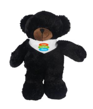 Soft Plush Stuffed Black Bear With Bandana 8"