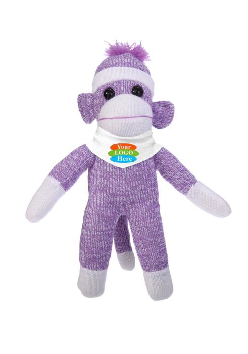 Purple Sock Monkey With Bandana 8"