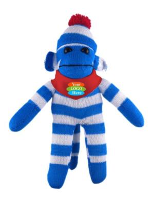 Blue Sock Monkey (Plush) With Bandana 10"