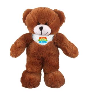 Soft Plush Stuffed Mocha Teddy Bear With Bandana 12"