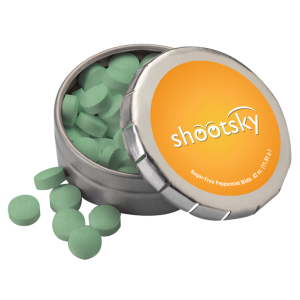 1 3/4" Small Round Push Tin with Mints