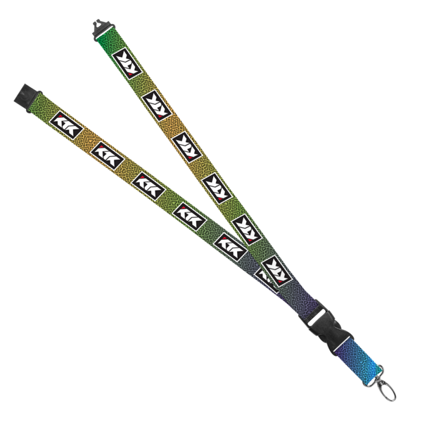 1" Dye-Sublimated Lanyard w/ Slide Buckle, Silver Metal & Convenience Release