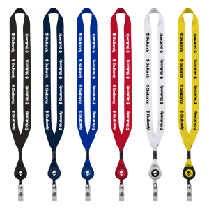 3/4" Polyester Lanyard with Metal Crimp & Retractable Badge Reel