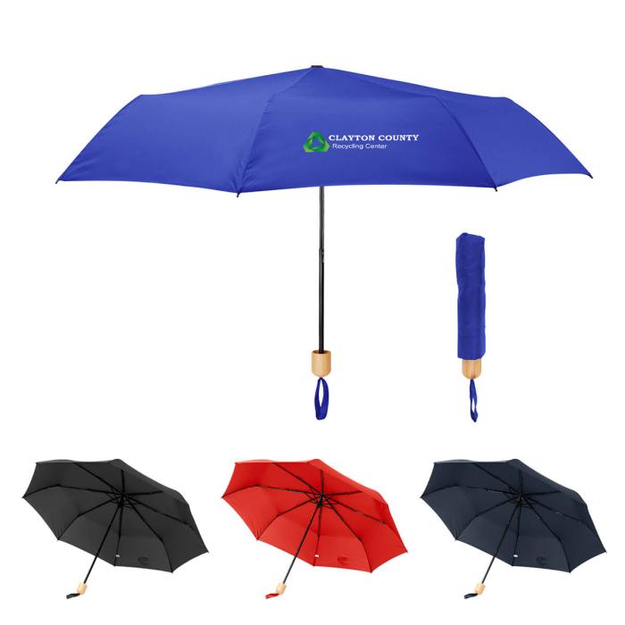 41" Arc Umbrella With 100% Rpet Canopy & Bamboo Handle