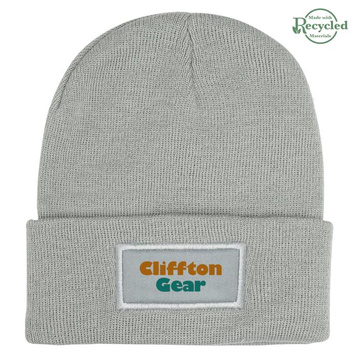 Patch Knit Beanie With Cuff