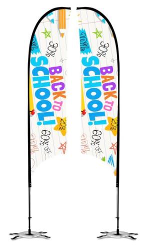 Concave Double Sided Advertising Flags - Cross Base