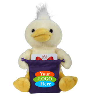 Soft Plush Duck With Gift Card Sack 8"