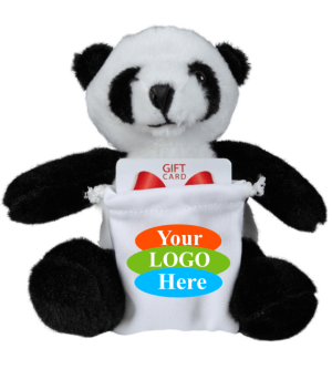 Soft Plush Panda With Gift Card Sack 8"