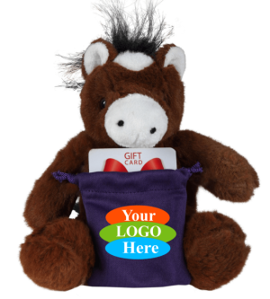 Soft Plush Horse With Gift Card Sack 8"