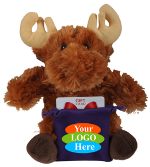 Soft Plush Moose With Gift Card Sack 8"