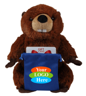 Soft Plush Beaver With Gift Card Sack 8"
