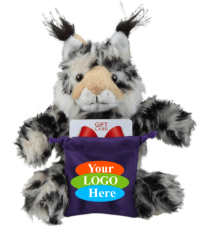 Soft Plush Wild Cat Lynx With Gift Card Sack 8"