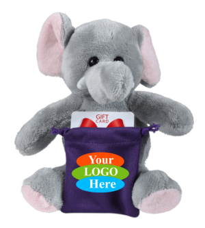 Soft Plush Elephant With Gift Card Sack 8"