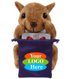 Soft Plush Squirrel With Gift Card Sack 8"