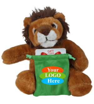 Soft Plush Lion With Gift Card Sack 8"