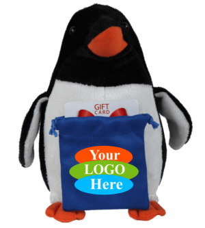 Soft Plush Penguin With Gift Card Sack 8"
