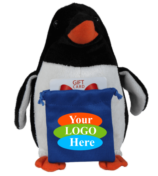 Soft Plush Penguin With Gift Card Sack 8"