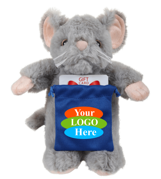 Soft Plush Mouse With Gift Card Sack 8"