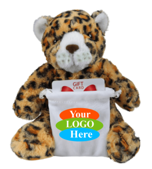Soft Plush Leopard With Gift Card Sack 8"