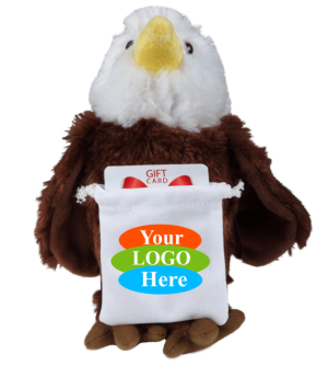 Soft Plush Eagle With Gift Card Sack 8"