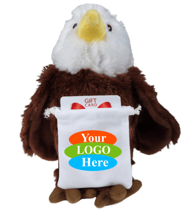 Soft Plush Eagle With Gift Card Sack 8"