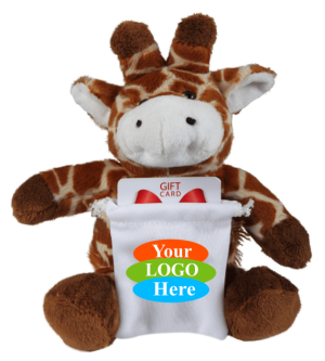 Soft Plush Giraffe With Gift Card Sack 8"