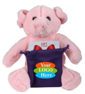 Soft Plush Pig With Gift Card Sack 8"