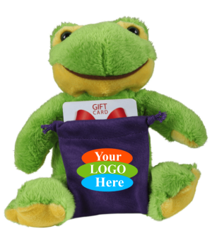 Soft Plush Frog With Gift Card Sack 8"