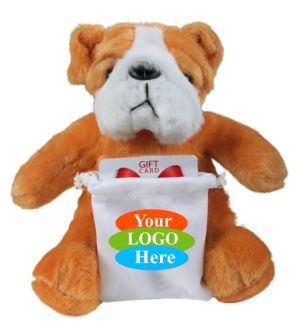 Soft Plush Bulldog With Gift Card Sack 8"