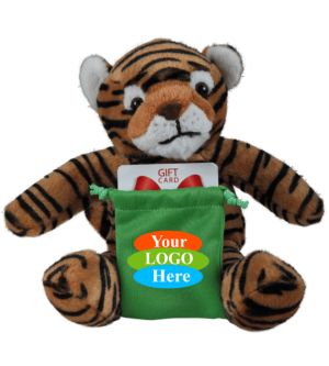 Soft Plush Tiger With Gift Card Sack 8"