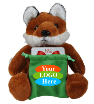 Soft Plush Fox With Gift Card Sack 8"