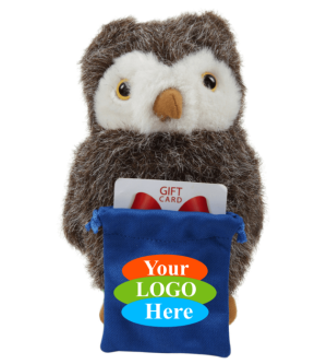 Soft Plush Owl With Gift Card Sack 8"