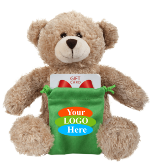 Soft Plush Tan Bear With Gift Card Sack 8"