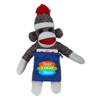 Soft Plush Original Sock Monkey With Gift Card Sack 10"