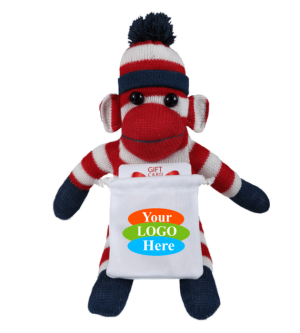 Soft Plush Patriotic Sock Monkey With Gift Card Sack 10"