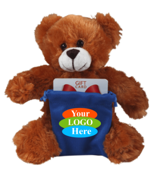 Soft Plush Mocha Bear with Gift Card Sack 8"