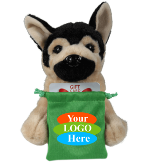 Soft Plush German Shepard with Gift Card Sack 8"
